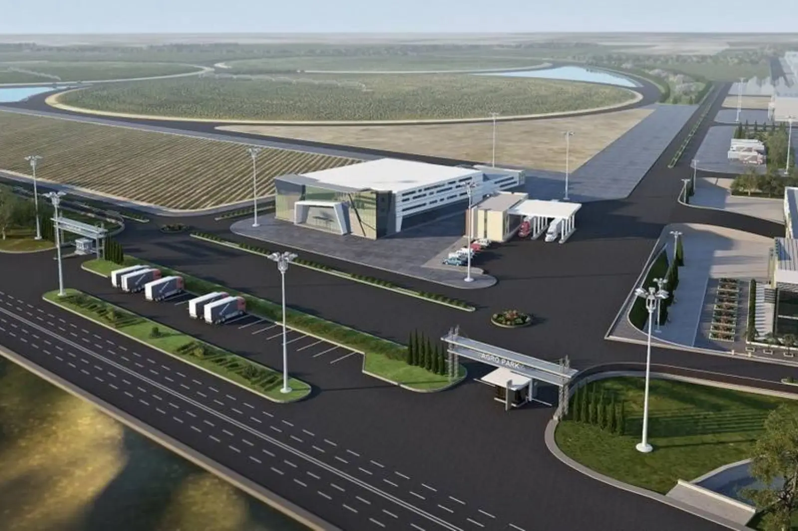 Execution of Aqlay stone cladding works in the Yevlakh Technology Park project. Year 2021